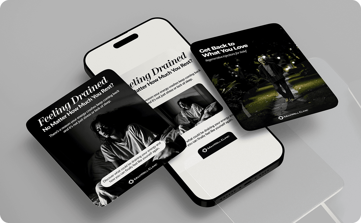 Social media post mockups on phone and cards