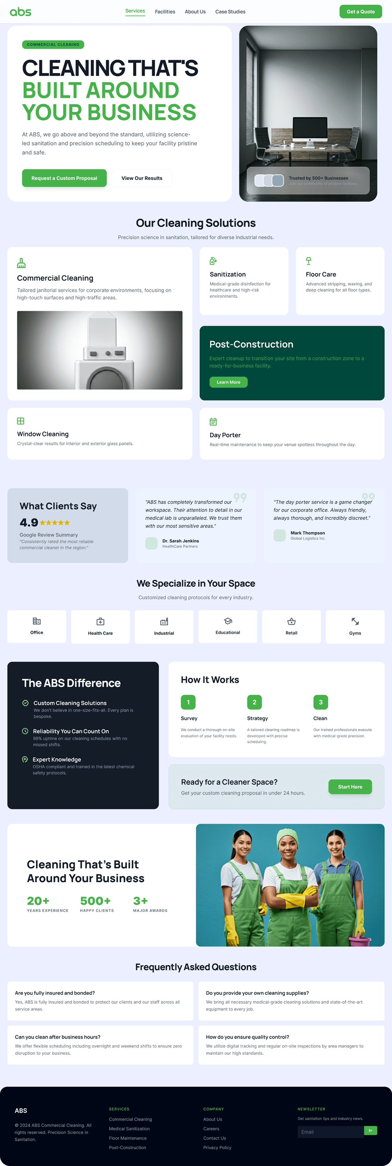 ABS Commercial Cleaning — neutral theme concept