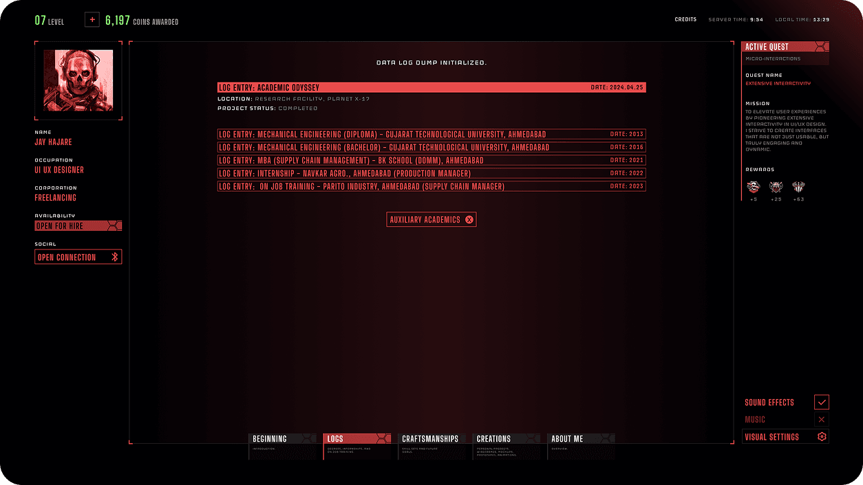 Cyberpunk character silhouette stat screen