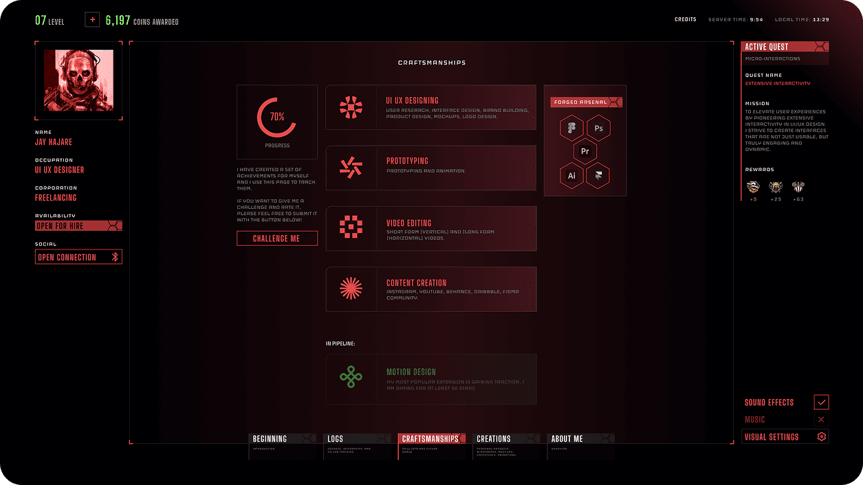 Cyberpunk character silhouette stat screen