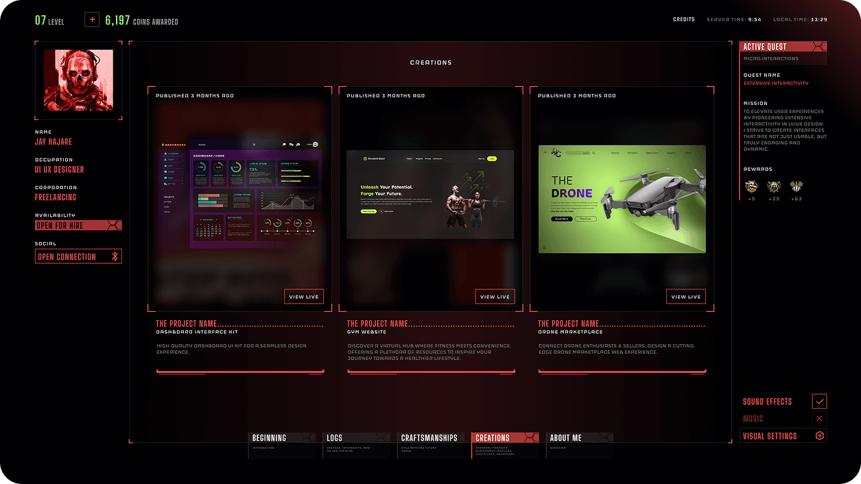 Cyberpunk character silhouette stat screen