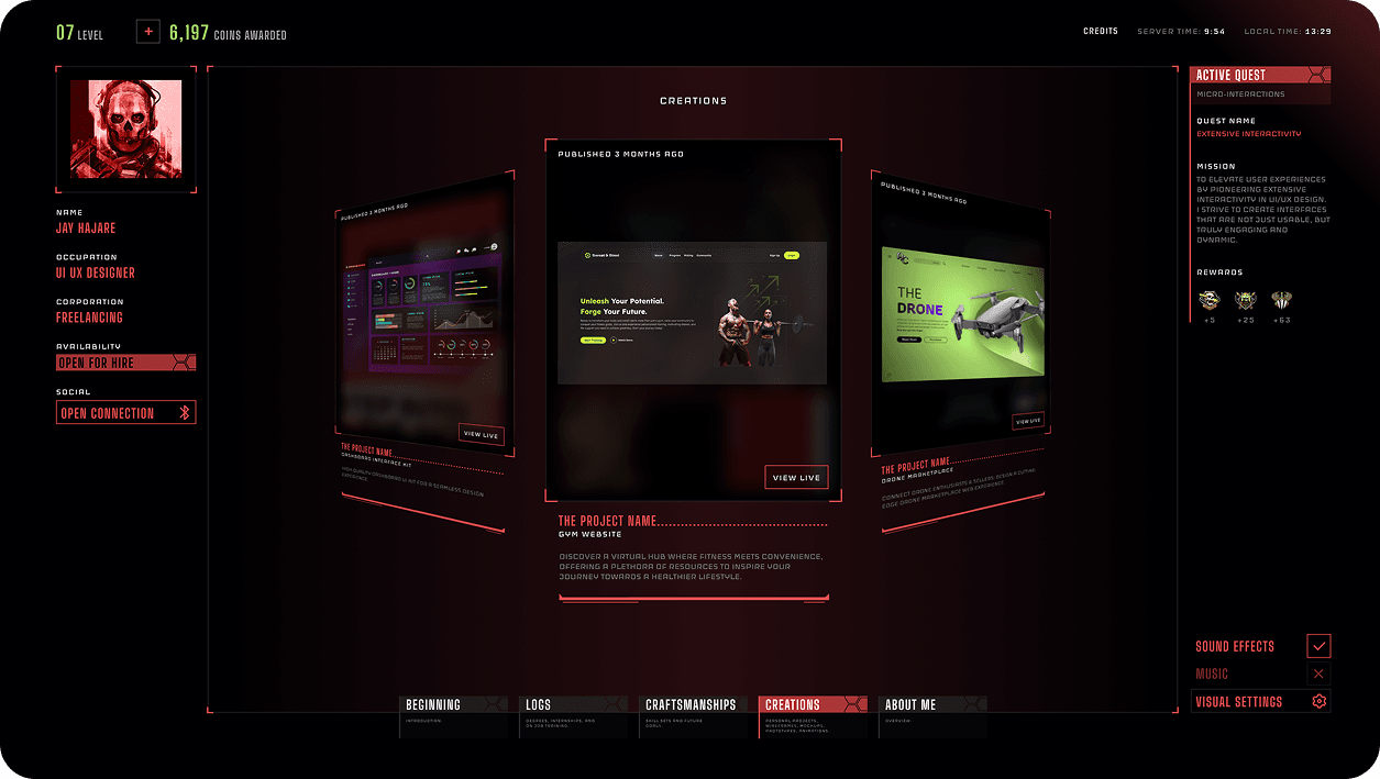 Cyberpunk character silhouette stat screen