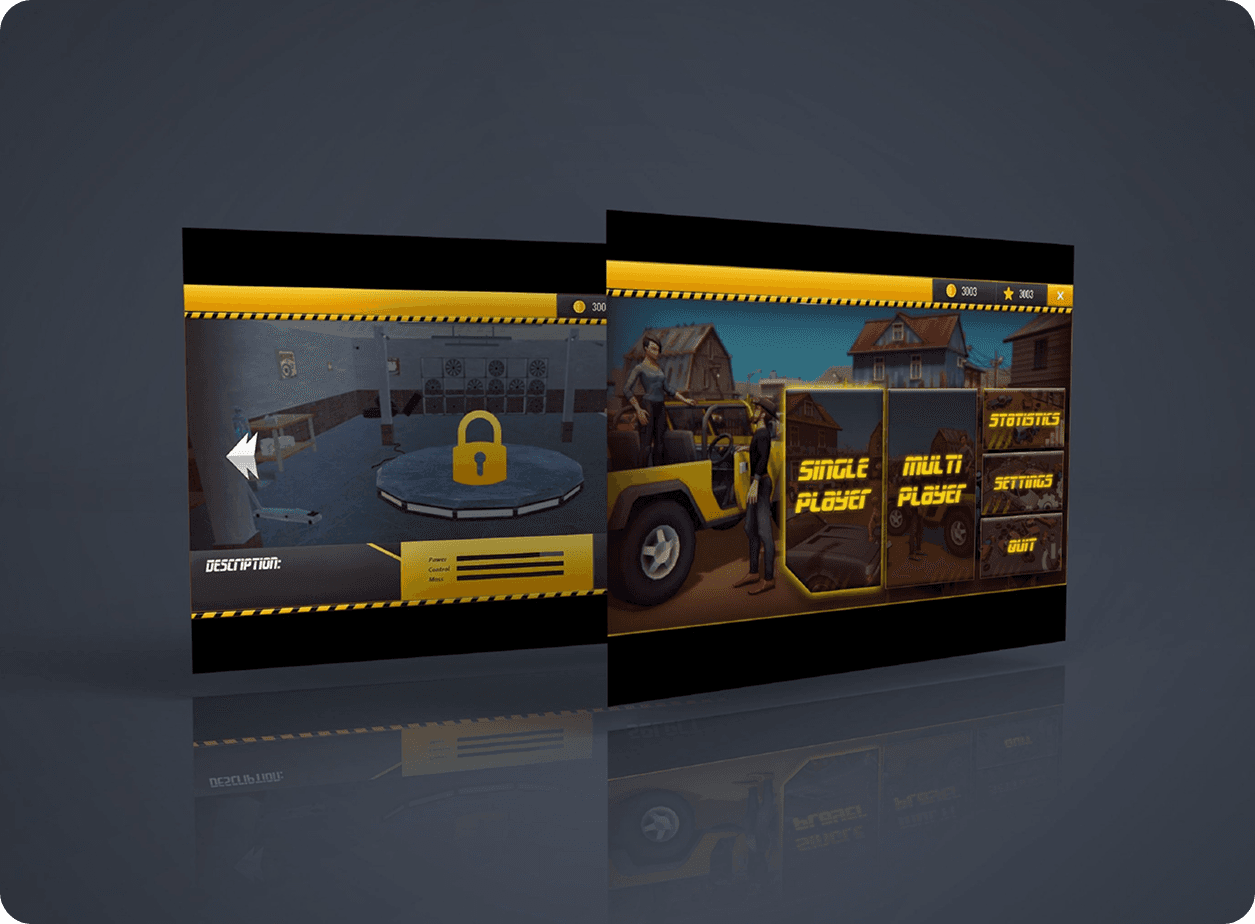 Game UI — lock screen card B (yellow and black)