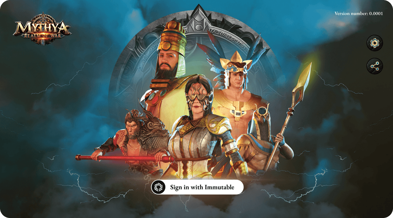 Mythyx — splash screen with hero illustration