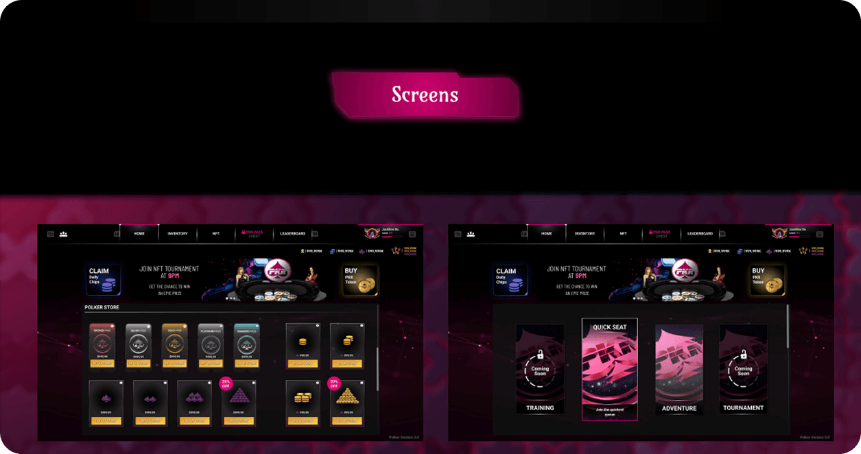 Poker game — table screen