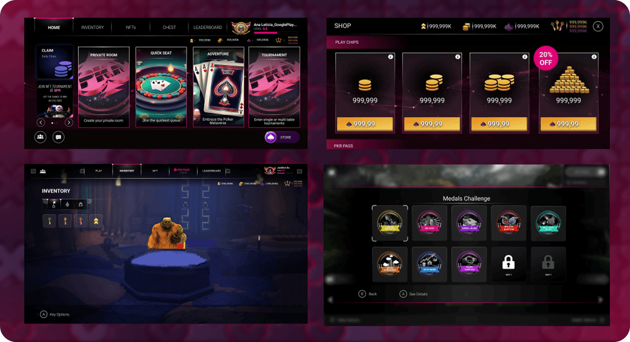 Poker game — card collection screen