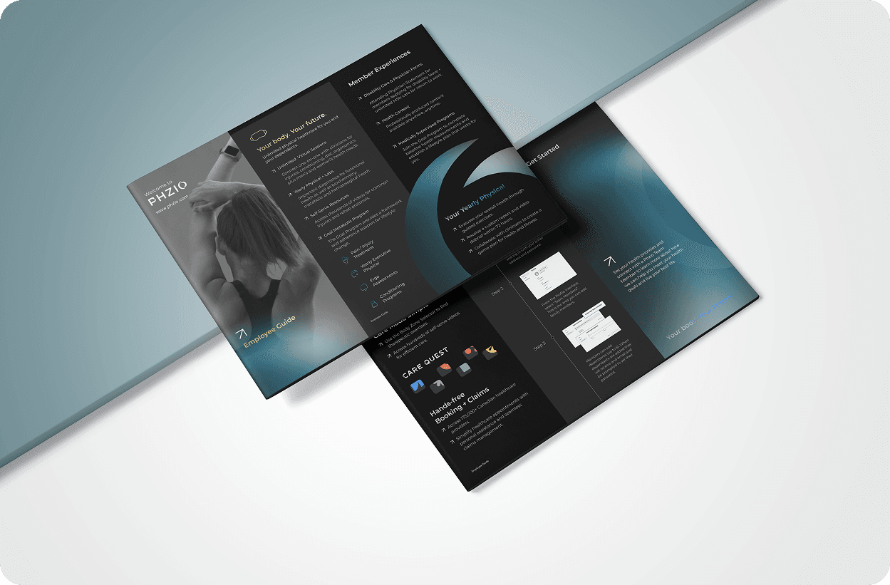 PHZIO brochure — full spread layout