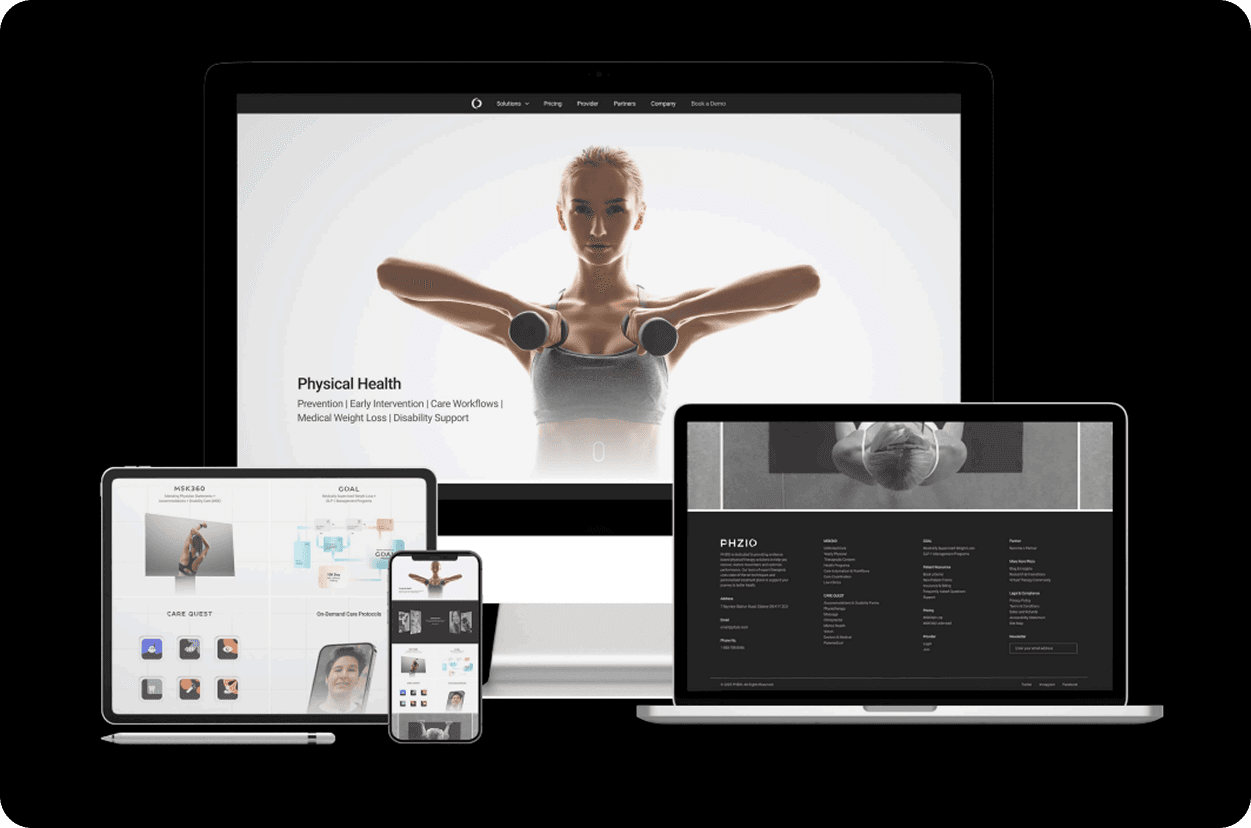 PHZIO web app — appointments screen